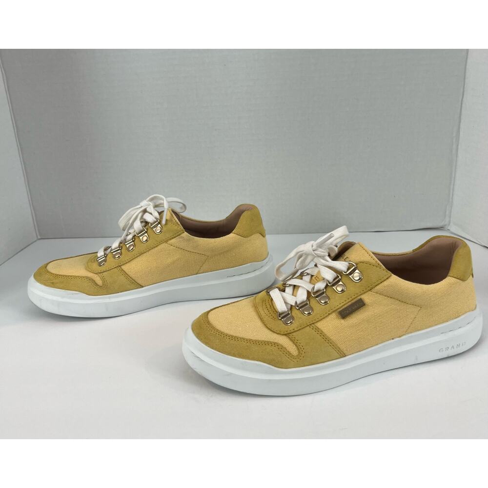 Cole‎ Haan GrandPro Rally Women's Yellow Suede Canvas Lace Up Sneaker Shoes  8